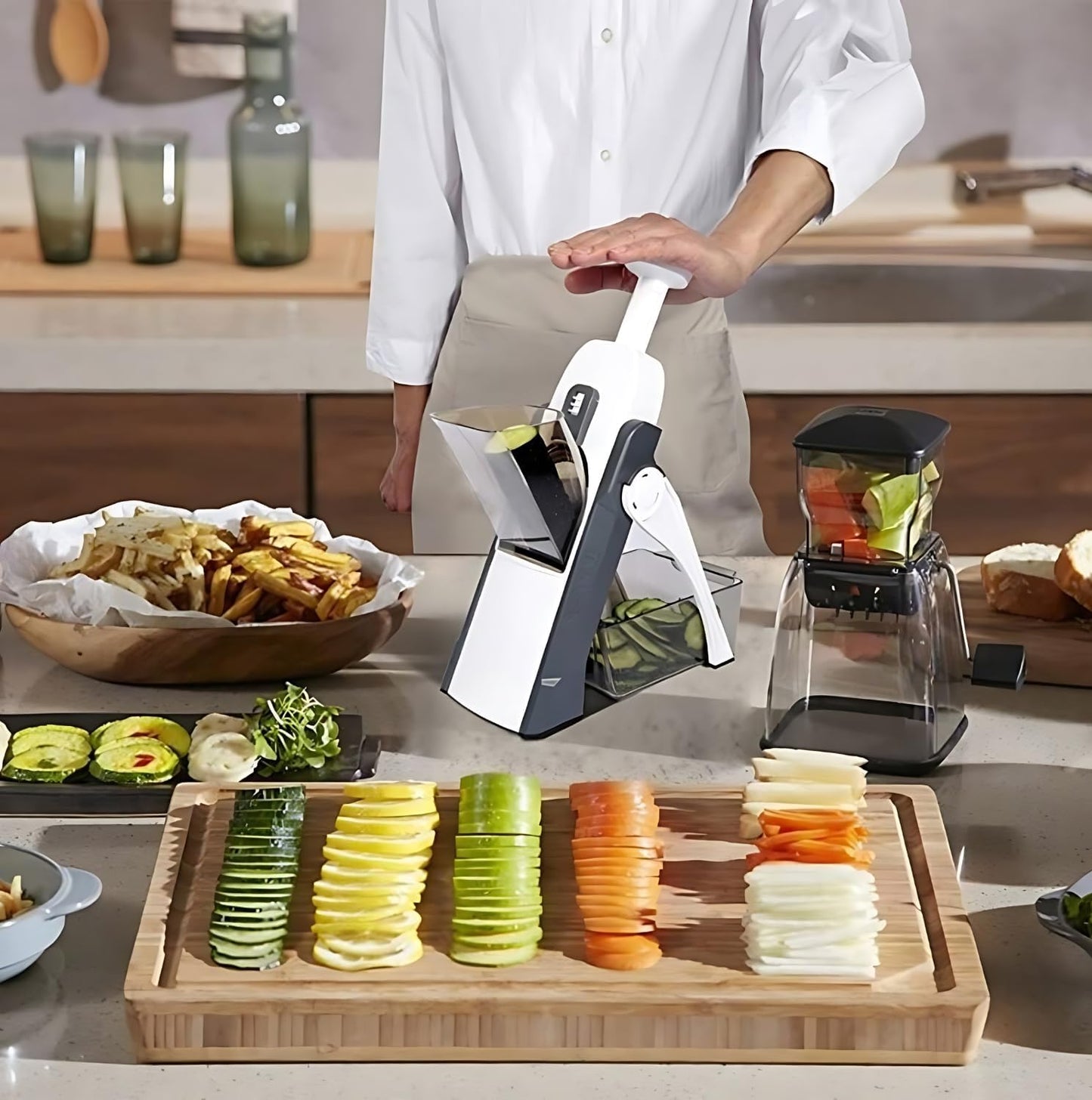 Cortador de Verduras,mandolina de acero inoxidable corta patatas,zanahorias y todo tipo de verduras